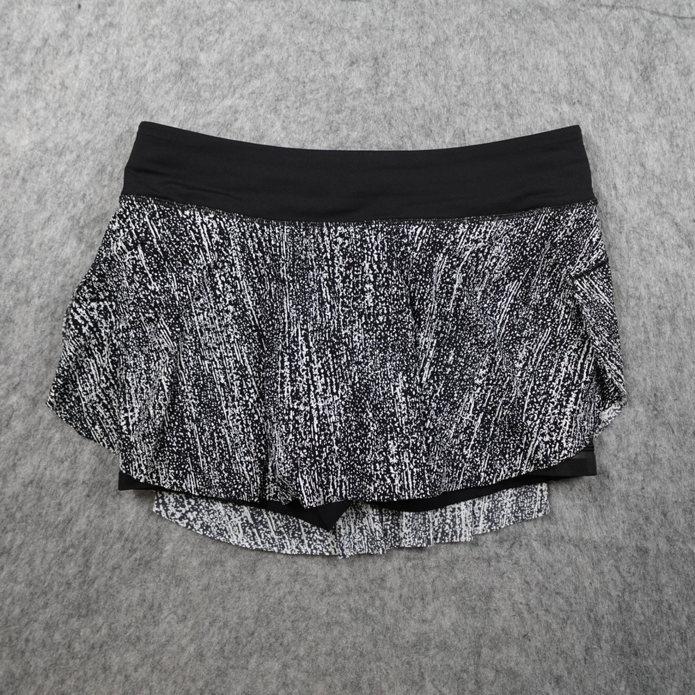 Lululemon Skirt Womens 6 Black White Quick Pace 13" Athletic Tennis Skort